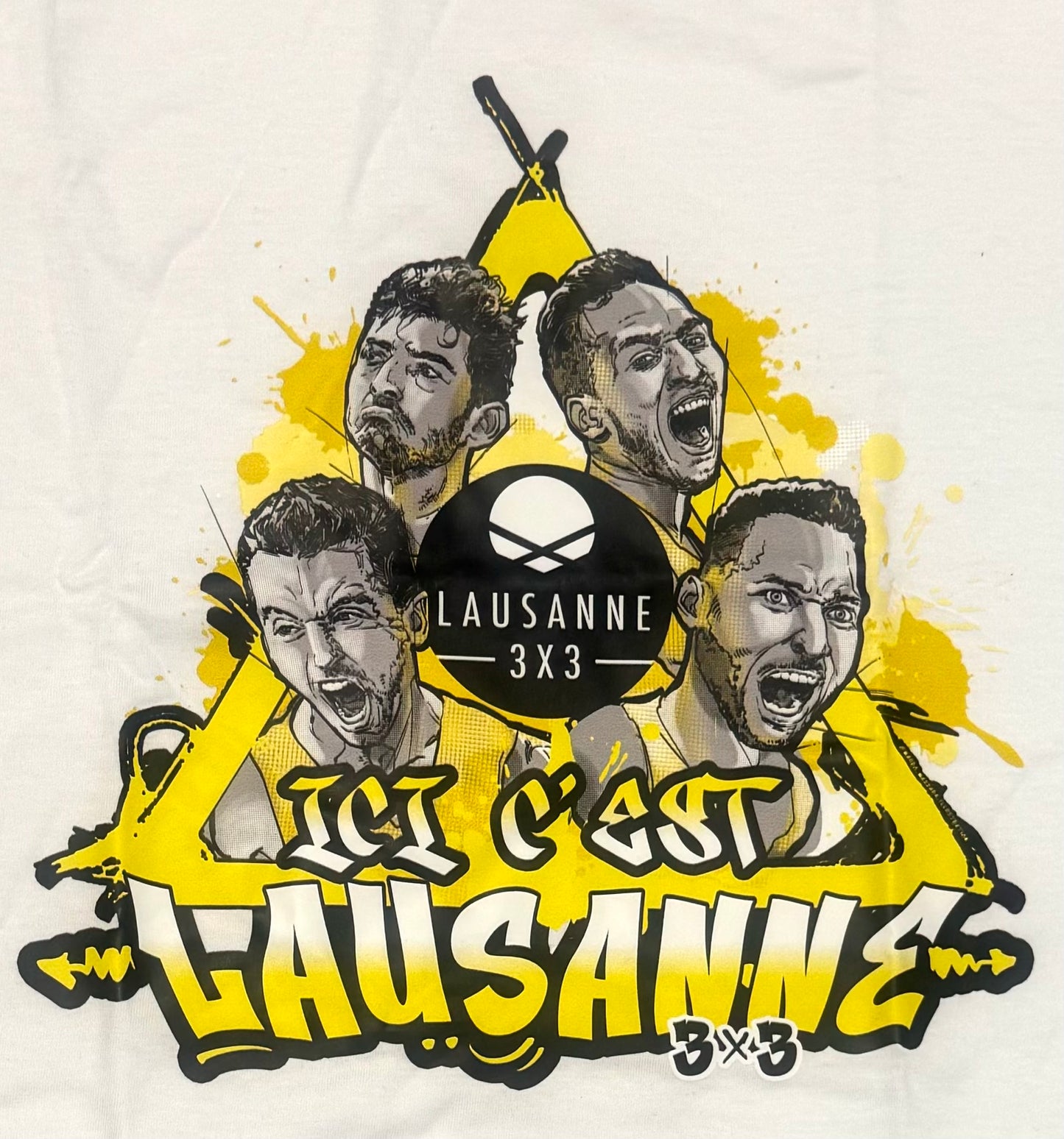 T Shirt "Ici c'est Lausanne" Blanc & Jaune